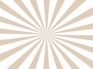 Sunlight rays brown and white color burst background. Sun beam ray sunburst wallpaper. Retro bright backdrop. Vintage poster vector illustration