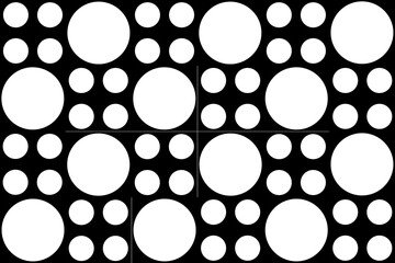 Tapety z kolistymi wzorami, ilustracja geometryczna, białe kropki na czarnym tle, wzór biało- czarny