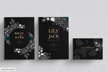 dark wedding card set template