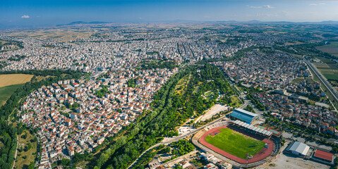Aerial view of Larissa city, Greece