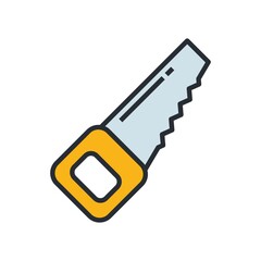 Hand saw icon in flat design style.
