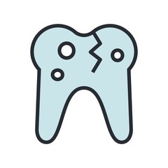 Tooth decay. Caries icon for oral health, dental concept.