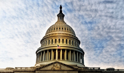 The Capitol of the United States in Washington under a golden light