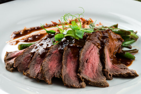 Flank Steak With Chimichurri Sauce. Healthy Food, Style Vintage. Skirt Steak