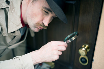 Investigator searching for evidences on a crime scene