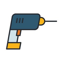 Cordless construction drill icon in flat design style.