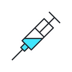 Syringe icon in flat design style.