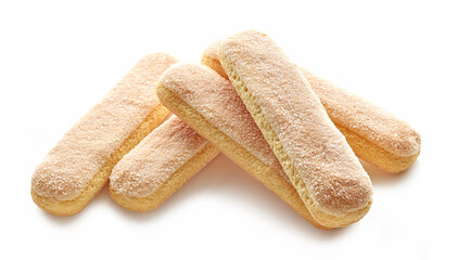 Ladyfinger cookies on white background