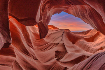 Antelope canyon arizona. Sandstone walls. Travel concept.