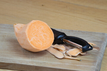 Cut and Peeled Sweet Potato