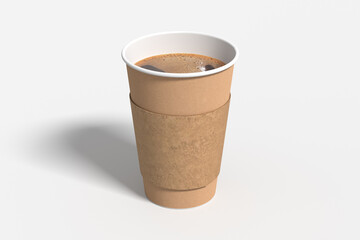 Cardboard take away coffee paper cup mock up with holder on white background.