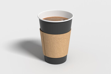 Black take away coffee paper cup mock up with holder on white background.