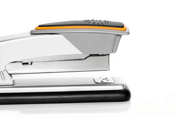 Close up shot of stapler on white background
