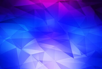 Dark Pink, Blue vector triangle mosaic background.