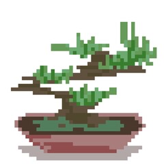 a pixel art of bonsai