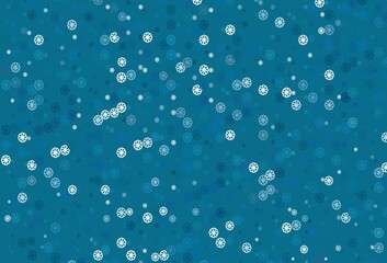 Light BLUE vector template with ice snowflakes.