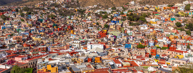 Guanajuato panoramic view from a scenic city lookout near Pipila Monument.