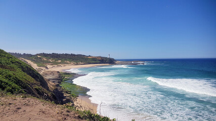 Obraz premium Norah Head and Beach with a Lighthouse Overlooking the Ocean, New South Wales Australia