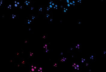 Dark Blue, Red vector background with bubble shapes.