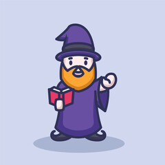 Cute wizard with purple cloth wardrobe