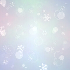 雪の結晶と光の背景　淡い虹色のグラデーション