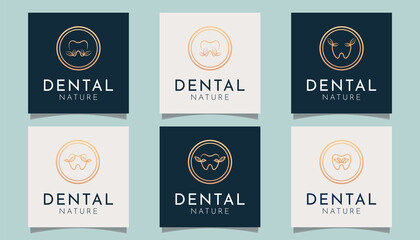 Collection of luxury dental leaf logo template