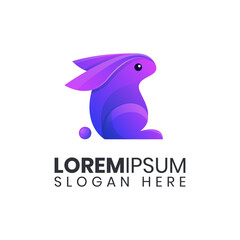 Awesome colorful rabbit logo template