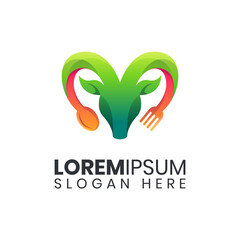 Goat food with spoon and fork logo template
