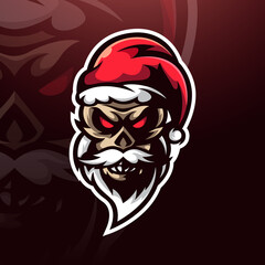 Santa skull head mascot e sport logo