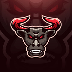 Strong bull head mascot e sport logo