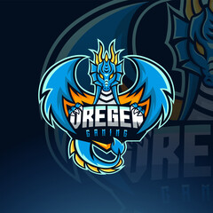 Blue dragon mascot e sport logo