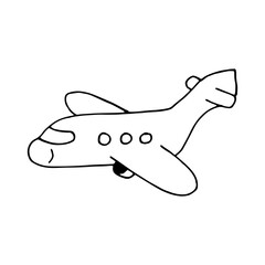 plane icon, sticker. sketch hand drawn doodle. vector minimalism monochrome. air transport flying.