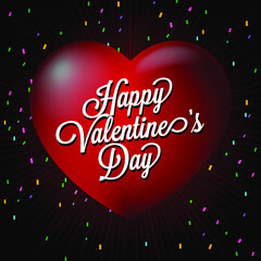 Happy valentines day typography on beautiful heart and a valentine backgrround - Vector