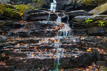 Augusta Canal Trail waterfall on rock slabs