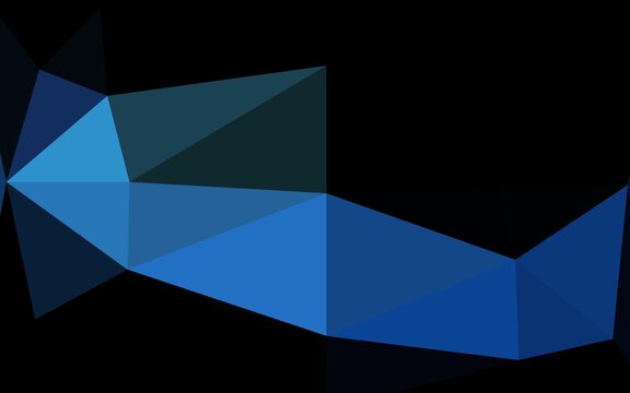 Dark BLUE vector shining triangular template. © Dmitry