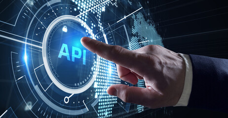 API - Application Programming Interface. Software development tool. Business, modern technology, internet and networking concept