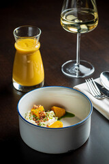 pumpkin cream soup and white wine