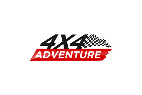 Finish flag logo, race rally champions icon, finish flag silhouette, offroad, motocross, simple minimalist 4x4 off-road.