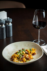 Tagliatelle with oxtail and herbs