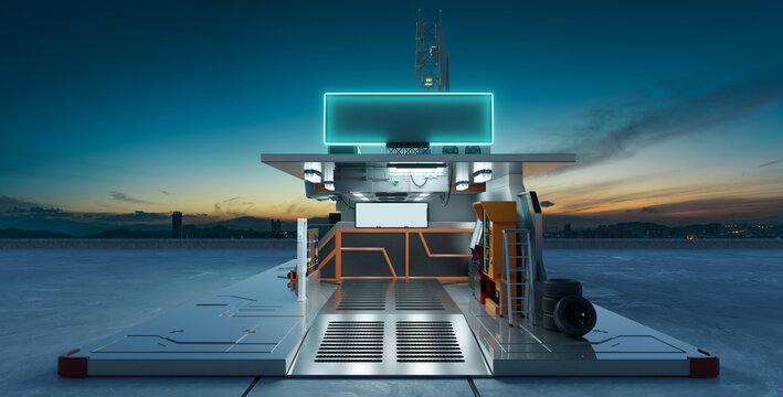 Creative and futuristic concept workshop.3D rendering.
