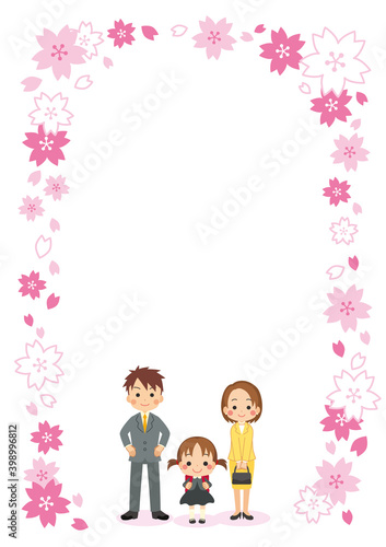 可愛い新一年生の女の子と入学を祝う家族 仲良し親子 桜フレーム Wall Mural ぽこたぽこ 可愛い新一年生の女の子と入学を祝う家族 仲良し親子 桜フレーム Wall Mural ぽこたぽこ