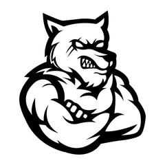 Werewolf mascot logo silhouette version. Wolf logo in sport style, mascot logo illustration design vector