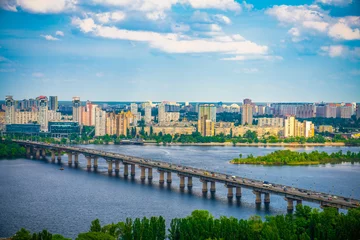 Muurstickers Patona bridge near Dnieper river in Kiev, Ukraine © Pawel Pajor