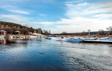 Fototapeta premium River landscape in spring