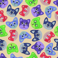 multicolored cats with different emotions pattern