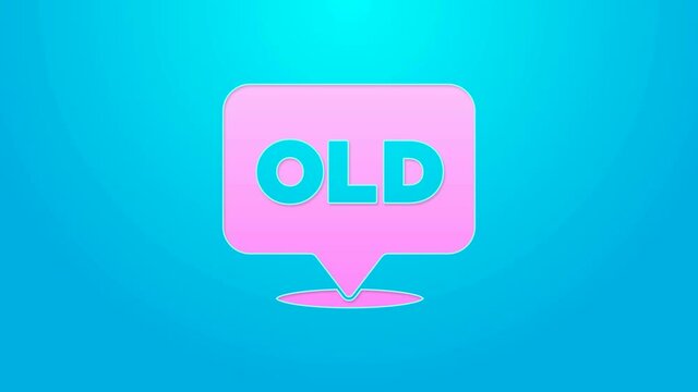 Pink line Nursing home building icon isolated on blue background. Health care for old and sick people. Center for retired people. 4K Video motion graphic animation