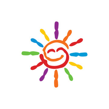 creative colorful sun smile education logo template design vector with isolated white background