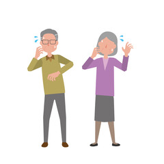 焦る高齢者夫婦