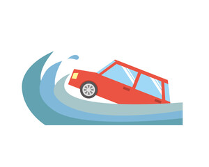 災害で水没する車