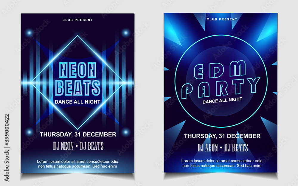 Aufkleber night dance party music layout design template background with dynamic gradient style. colorful elec